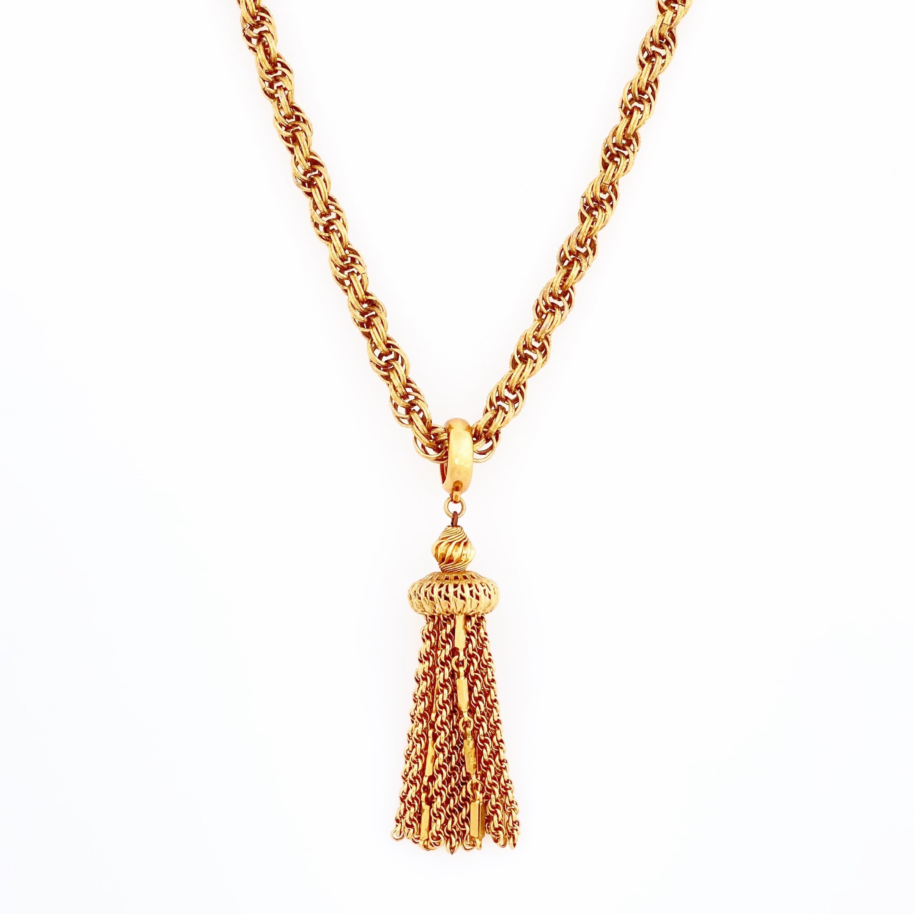 Buy Vintage Gold Tone Multi Chain Tassel Pendant on 24 Inch Chain Necklace  Designer Signed Monet Online in India - Etsy